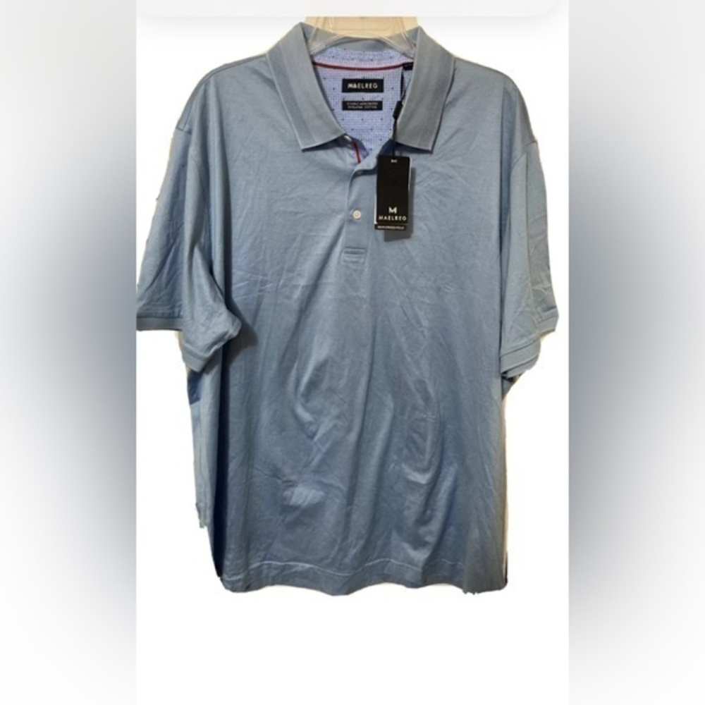 NWT Maelreg Mens Blue Sz 3XL Cotton Tech Polo Shirts‎ Short Sleeve